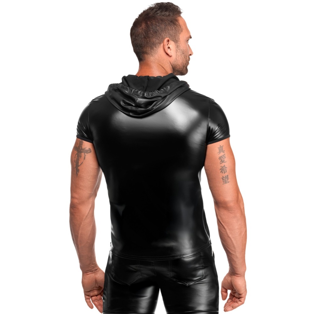 Noir Handmade - Vexen hooded Tshirt Top - Zwart